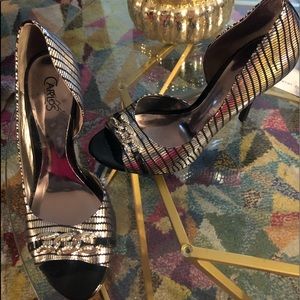 Carlos Santana Silver Metallic Glam Heels